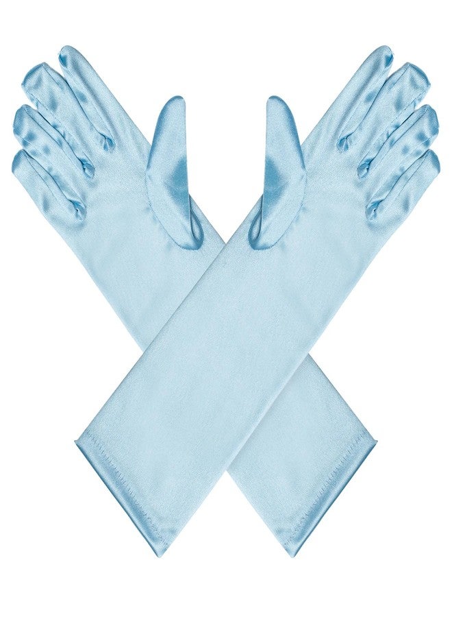 GHGMAO Little Girls Princess Gloves - Satin Gloves for Birthday Halloween Costume Party Princess Cosplay First Communion (Sky Blue) - Image 5