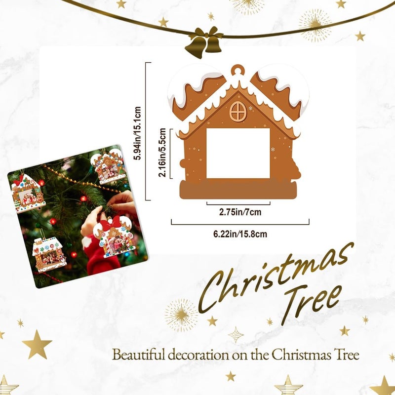 EASUTE 32 Pack Kids Christmas Picture Frame Craft Kits - DIY Gingerbread House Photo Frame Hanging Ornaments for Xmas Tree Holiday Decorations, Classroom Activities & Home Art Projects - Image 3