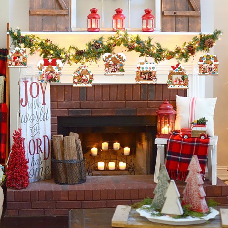 EASUTE 32 Pack Kids Christmas Picture Frame Craft Kits - DIY Gingerbread House Photo Frame Hanging Ornaments for Xmas Tree Holiday Decorations, Classroom Activities & Home Art Projects - Image 5
