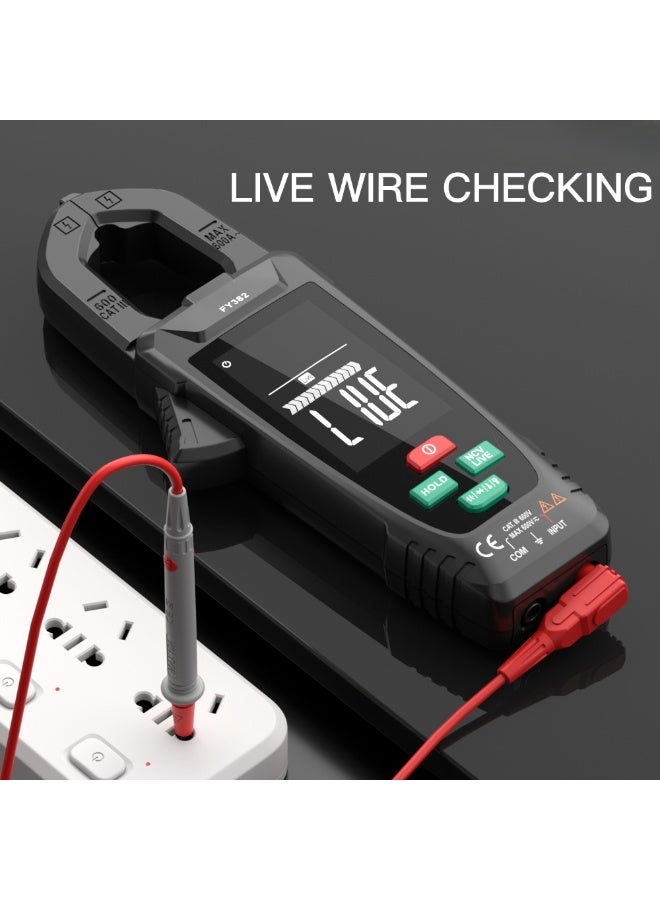 FY382 Smart Clamp Meter True RMS 9999 Counts Digital Multimeter Temperature Tester LCD Screen AC DC Voltage AC Current Detector with LED Flashlight Multifunction Voltage Meter Capacitance - Image 3
