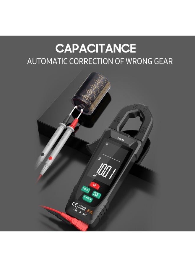 FY382 Smart Clamp Meter True RMS 9999 Counts Digital Multimeter Temperature Tester LCD Screen AC DC Voltage AC Current Detector with LED Flashlight Multifunction Voltage Meter Capacitance - Image 4