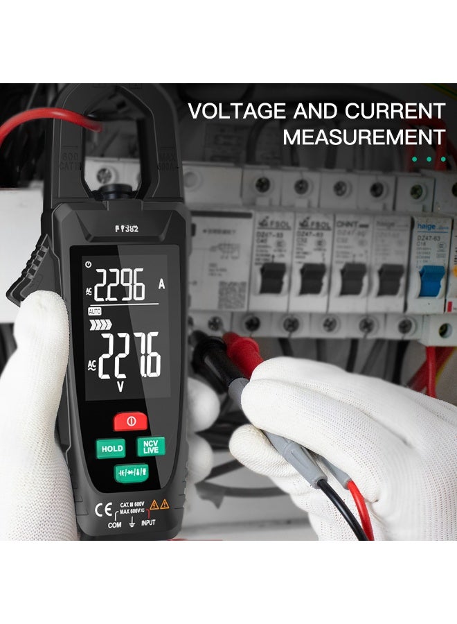 FY382 Smart Clamp Meter True RMS 9999 Counts Digital Multimeter Temperature Tester LCD Screen AC DC Voltage AC Current Detector with LED Flashlight Multifunction Voltage Meter Capacitance - Image 5