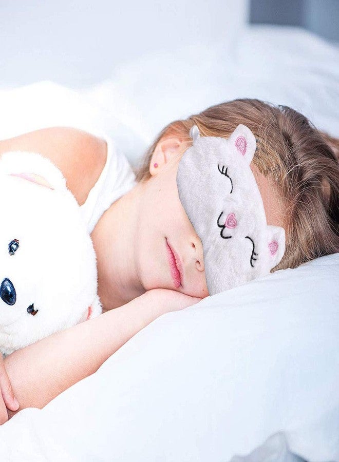 Yosbabe 4 Pack Cute Animal Sleep Mask for Girls Soft Plush Blindfold Cute Cat Dog Fox Rabbit Eye Cover Eyeshade Sleeping Masks for Kids Teens Girls Women Men - Image 3