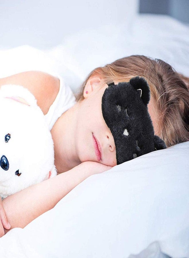 Yosbabe 4 Pack Cute Animal Sleep Mask for Girls Soft Plush Blindfold Cute Cat Dog Fox Rabbit Eye Cover Eyeshade Sleeping Masks for Kids Teens Girls Women Men - Image 2