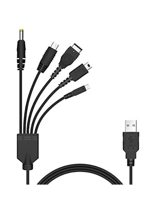 5 in 1 USB Charger Cable Cord for Nintendo NDS Lite/Wii U/New 3DS(XL/LL),3DS(XL/LL),2DS,DSi(XL/LL),NDS/GBA SP(Gameboy Advance sp),PSP 1000 2000 3000 - Image 1