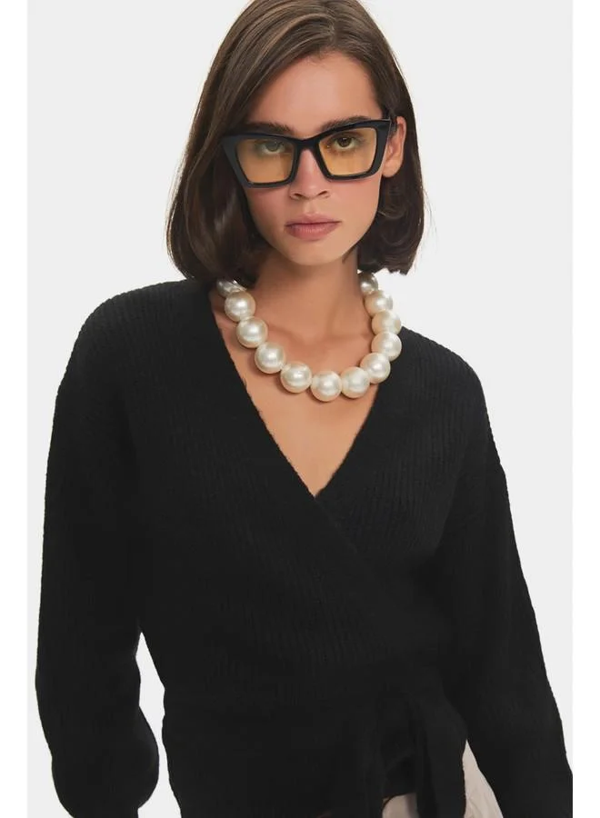 JUNE June Women Soft Texture V Neck Knitwear Cardigan Black