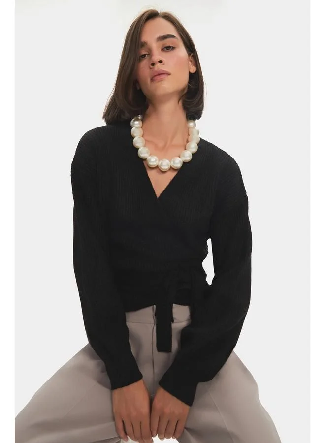 JUNE June Women Soft Texture V Neck Knitwear Cardigan Black