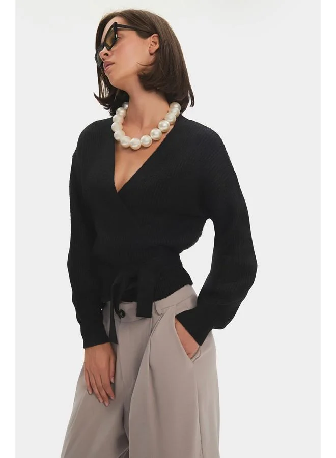 JUNE June Women Soft Texture V Neck Knitwear Cardigan Black