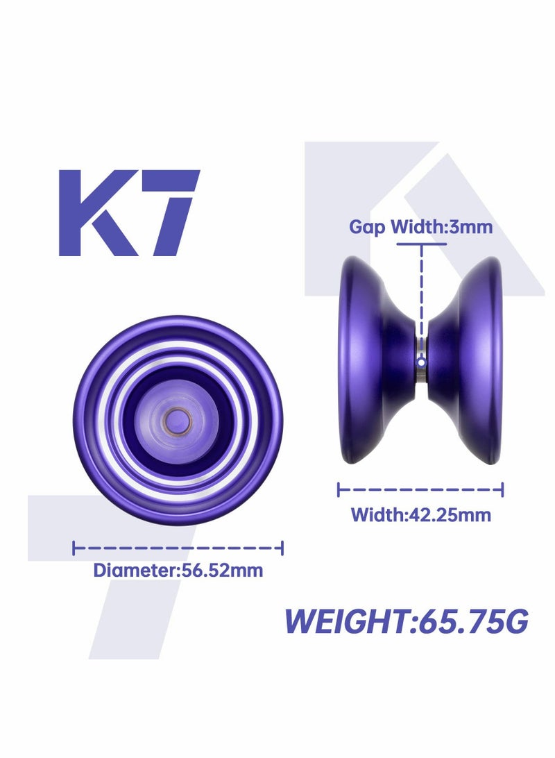 Excefore Responsive Yoyo K7, Excellent Purple Metal Yoyo for Beginners, High Quality, A Very Popular Toy for Kids, Friends, Families, Etc with Yoyo Bag + Yoyo Glove + 5 Yoyo Strings - Image 2