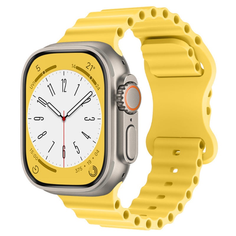 Apple Watch Band Ultra/iWatch 8/9/10 Dual Buckle Silicone Strap with 8-Shape Clasp - 22mm/24mm Compatible