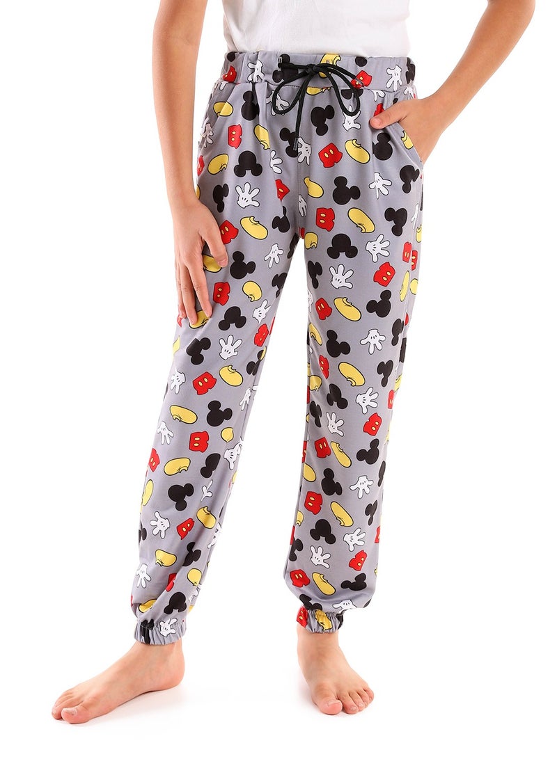 Andora Elastic Waist Mickey Printed Pattern Sweatpants  For Girls_ Grey - Image 1