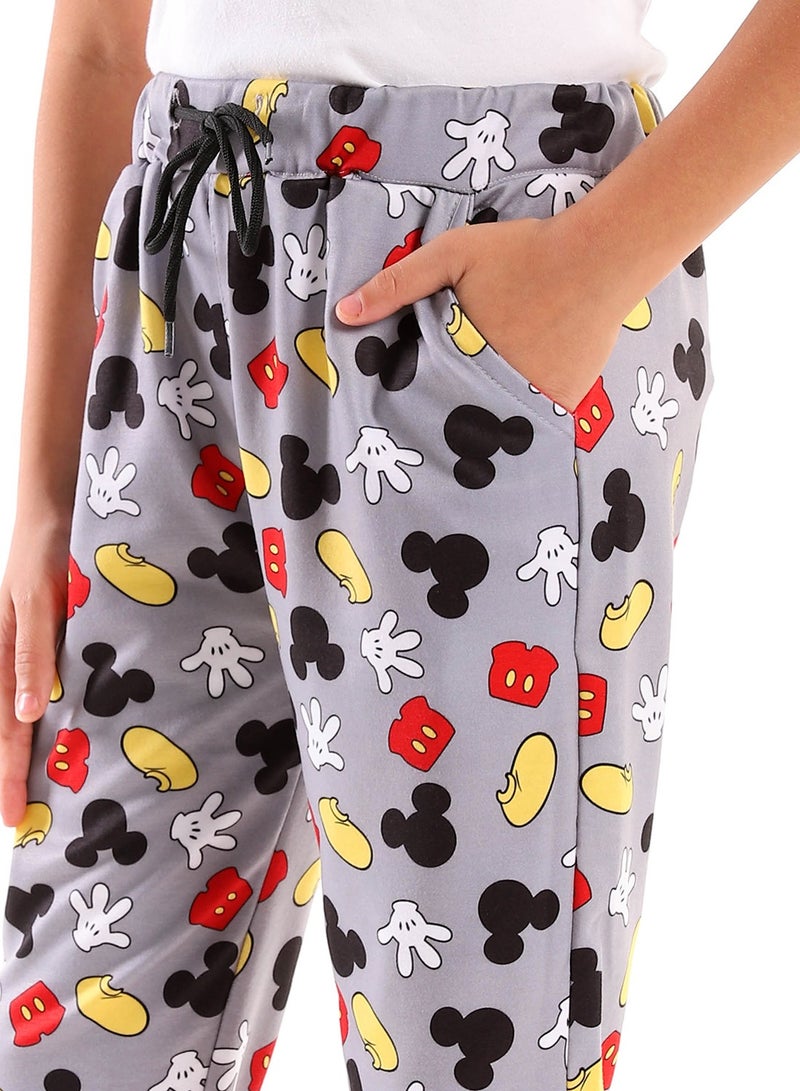 Andora Elastic Waist Mickey Printed Pattern Sweatpants  For Girls_ Grey - Image 4
