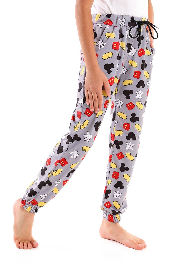 Andora Elastic Waist Mickey Printed Pattern Sweatpants  For Girls_ Grey - Image 2