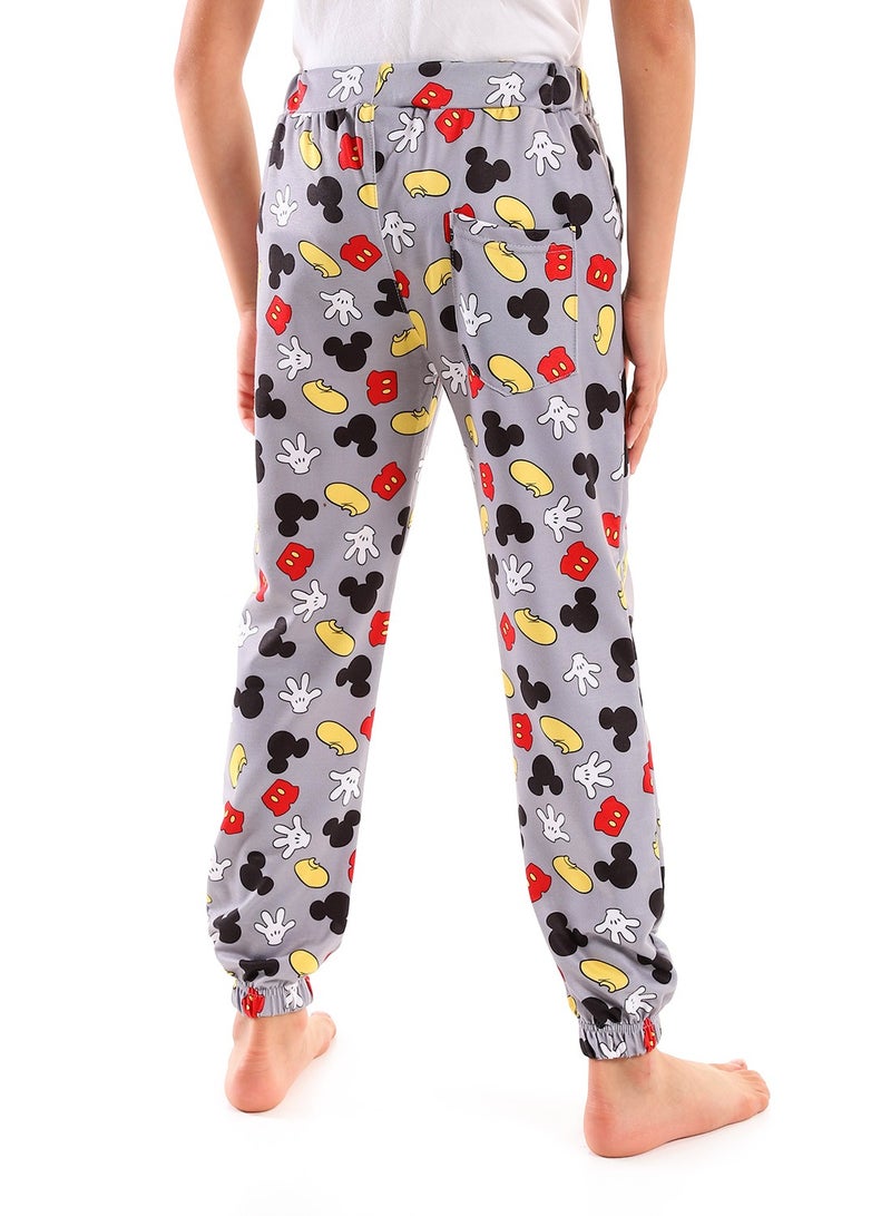 Andora Elastic Waist Mickey Printed Pattern Sweatpants  For Girls_ Grey - Image 3