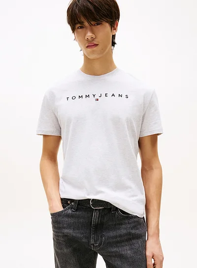 TOMMY JEANS Linear Logo Embroidery Crew Neck T-Shirt
