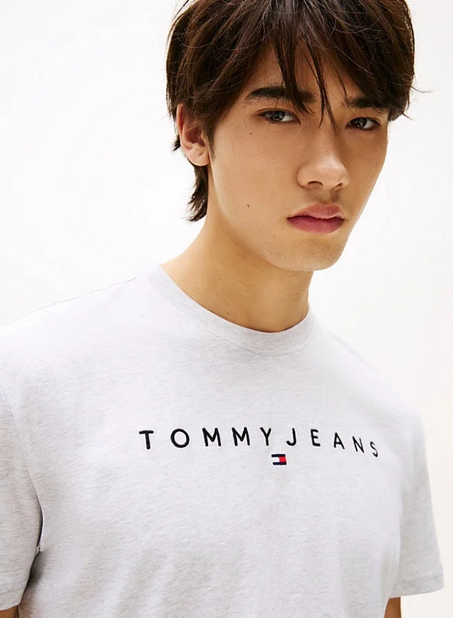 TOMMY JEANS Linear Logo Embroidery Crew Neck T-Shirt