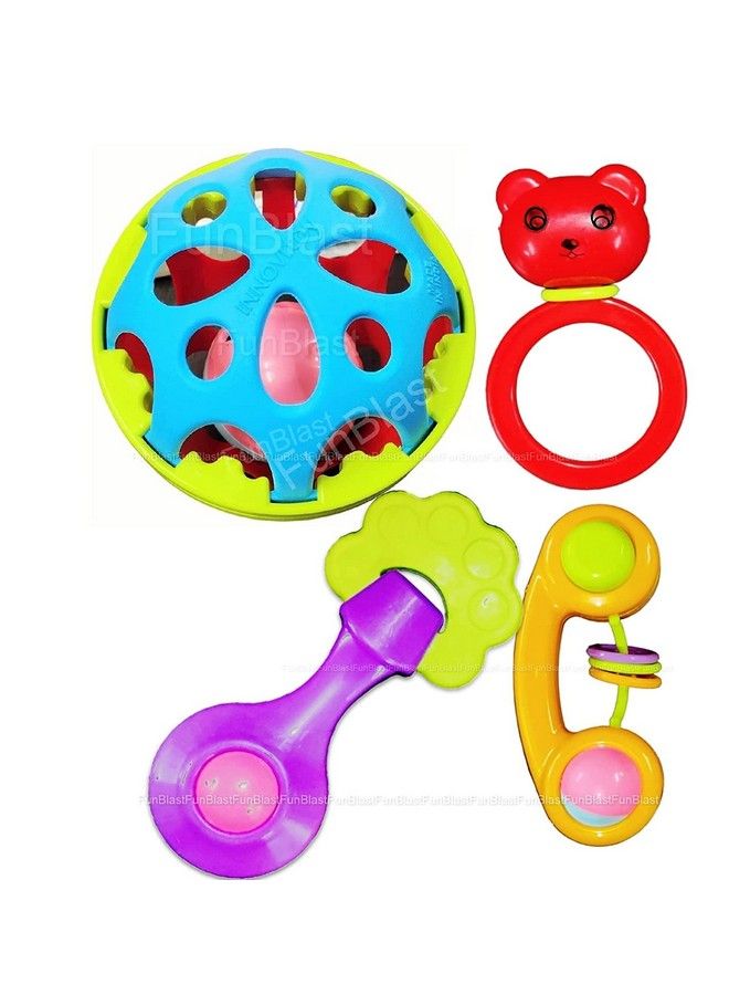 FunBlast Rattle Set For Babies 0 6 Months Rattle And Teether Toys For Baby Toys Rattle Toy For New Born Early Development Toys For Baby Return Gifts For Kids Baby Shower Gifts Set Of 4 Pcs - Image 2