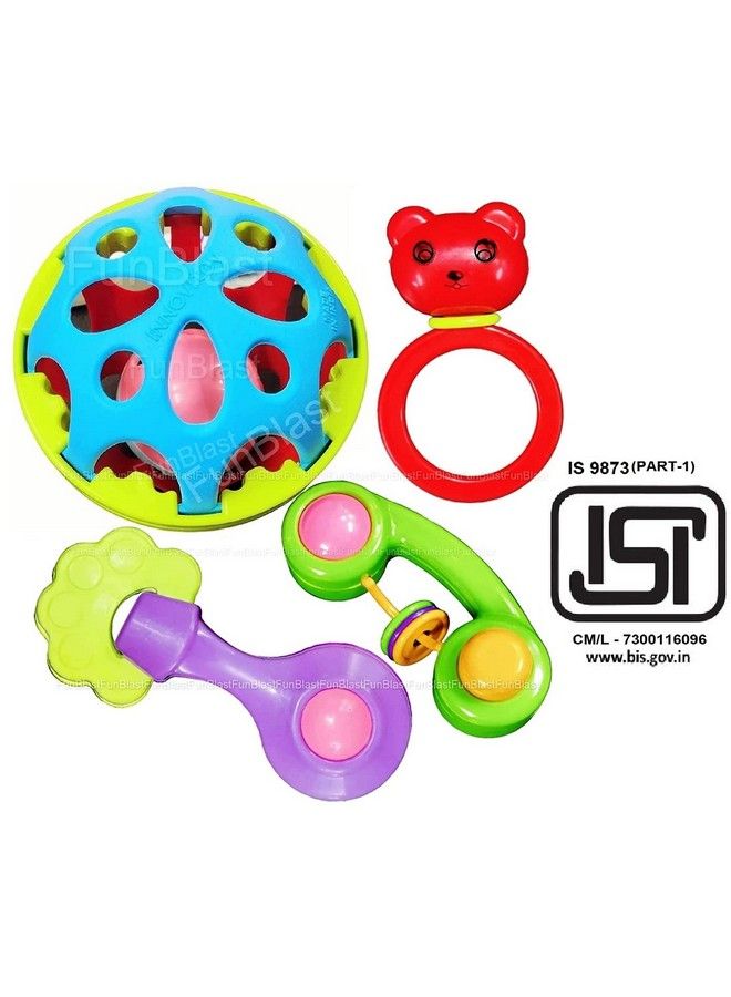 FunBlast Rattle Set For Babies 0 6 Months Rattle And Teether Toys For Baby Toys Rattle Toy For New Born Early Development Toys For Baby Return Gifts For Kids Baby Shower Gifts Set Of 4 Pcs - Image 4
