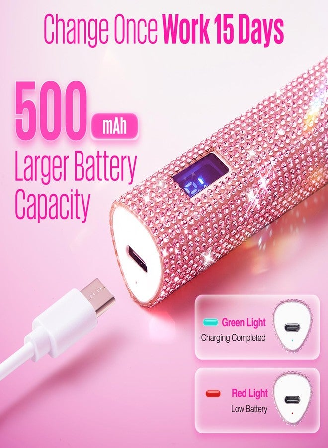 MEFA UV Light for Gel Nails, Pink Glitter Handheld Nail Lamp Visible LED Timer Touch Screen, Cordless Nail Light for Gel Nail Polish Stickers Strips, Gifts for Women - Image 3