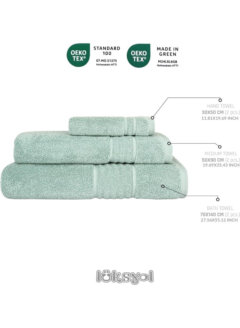 LuksYol Luxury Towel Set - 100% Pure Turkish Cotton - 600 GSM Premium Absorbent & Fluffy Towels - Ultra Soft & Gentle on Skin - Set of 3 (1 Bath 140x70cm, 1 Hand 50x70cm, 1 Wash 50x30cm) - Hotel & Spa Quality Towels - Oeko-Tex Certified (Made in Green & Standard 100) - Highly Absorbent & Quick Drying - Elegant Modern Design - Ideal for Daily Use, Gifting, or Guest Towels - Long-Lasting Durability with Soft Touch - Vibrant Green - Premium Weaving for Luxurious Texture - Fade-Resistant & Machine Washable - Perfect for Bathroom, Gym, Spa & Travel - High-End Cotton Towels by LuksYol - Designed for Comfort & Style with a Premium Feel That Lasts Wash After Wash - Image 3
