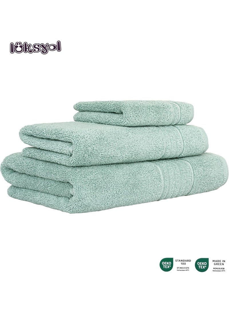 LuksYol Luxury Towel Set - 100% Pure Turkish Cotton - 600 GSM Premium Absorbent & Fluffy Towels - Ultra Soft & Gentle on Skin - Set of 3 (1 Bath 140x70cm, 1 Hand 50x70cm, 1 Wash 50x30cm) - Hotel & Spa Quality Towels - Oeko-Tex Certified (Made in Green & Standard 100) - Highly Absorbent & Quick Drying - Elegant Modern Design - Ideal for Daily Use, Gifting, or Guest Towels - Long-Lasting Durability with Soft Touch - Vibrant Green - Premium Weaving for Luxurious Texture - Fade-Resistant & Machine Washable - Perfect for Bathroom, Gym, Spa & Travel - High-End Cotton Towels by LuksYol - Designed for Comfort & Style with a Premium Feel That Lasts Wash After Wash - Image 5