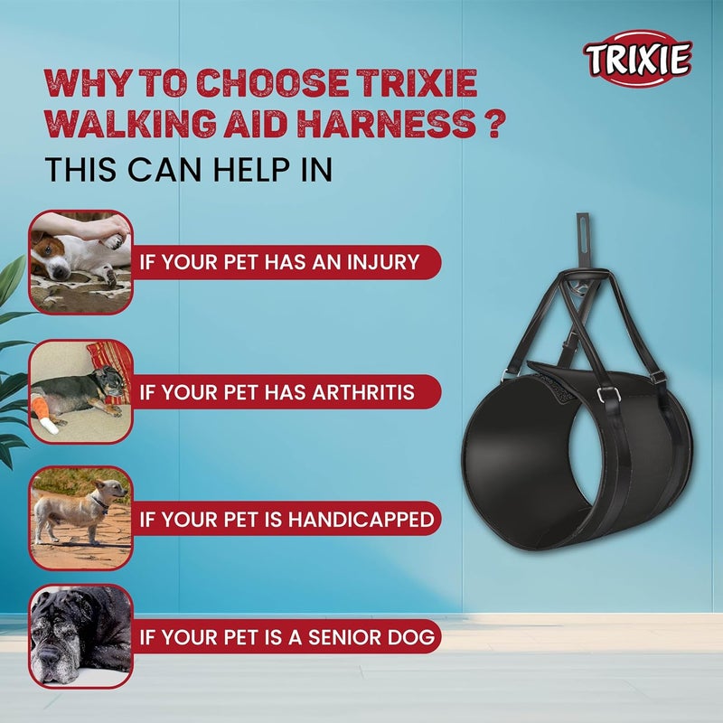 Trixie Walking Aid Dog Harness, L-XL: 75-85 Cm, Black - Image 2