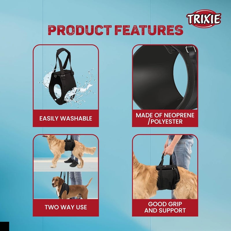 Trixie Walking Aid Dog Harness, L-XL: 75-85 Cm, Black - Image 4