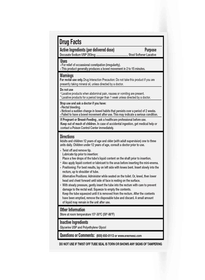 Enemeez Plus Enemeez 283mg Docusate Sodium Mini Enemas/Stool Softeners - Constipation Relief for Adults, 35 Count - Image 2