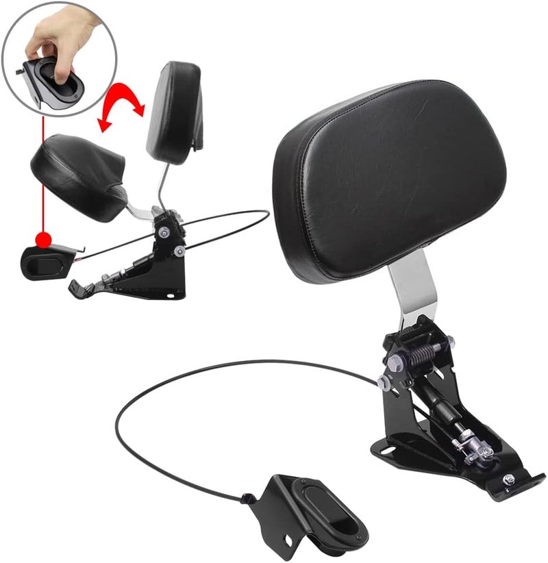 H RUO Adjustable Driver Backrest with Pad for Harley Touring Models 2009-2020 - Image 2
