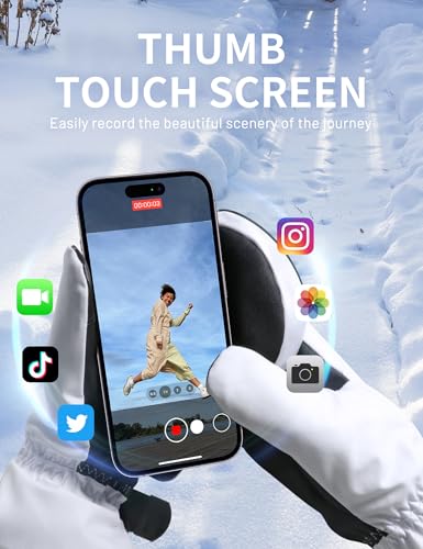 Supertrip Ski Mittens Men Women, Waterproof Snowboard Mittens Gloves Touch-Screen Anti-Slip Snow Mitts 3M Thinsulate, Warm Insulated in Cold Weather Winter - Image 4