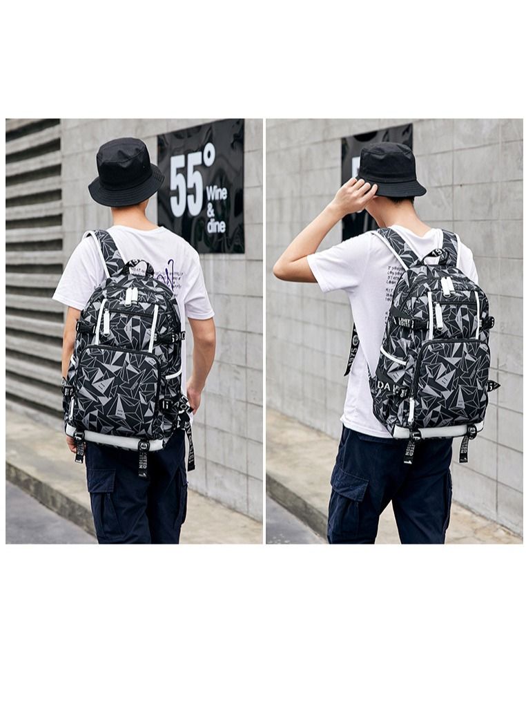 Aolida 1-Piece Men's Korean Version Backpack Minimalist Middle School Student Backpack Heat Transfer Printed Casual Men's Backpack - Image 3