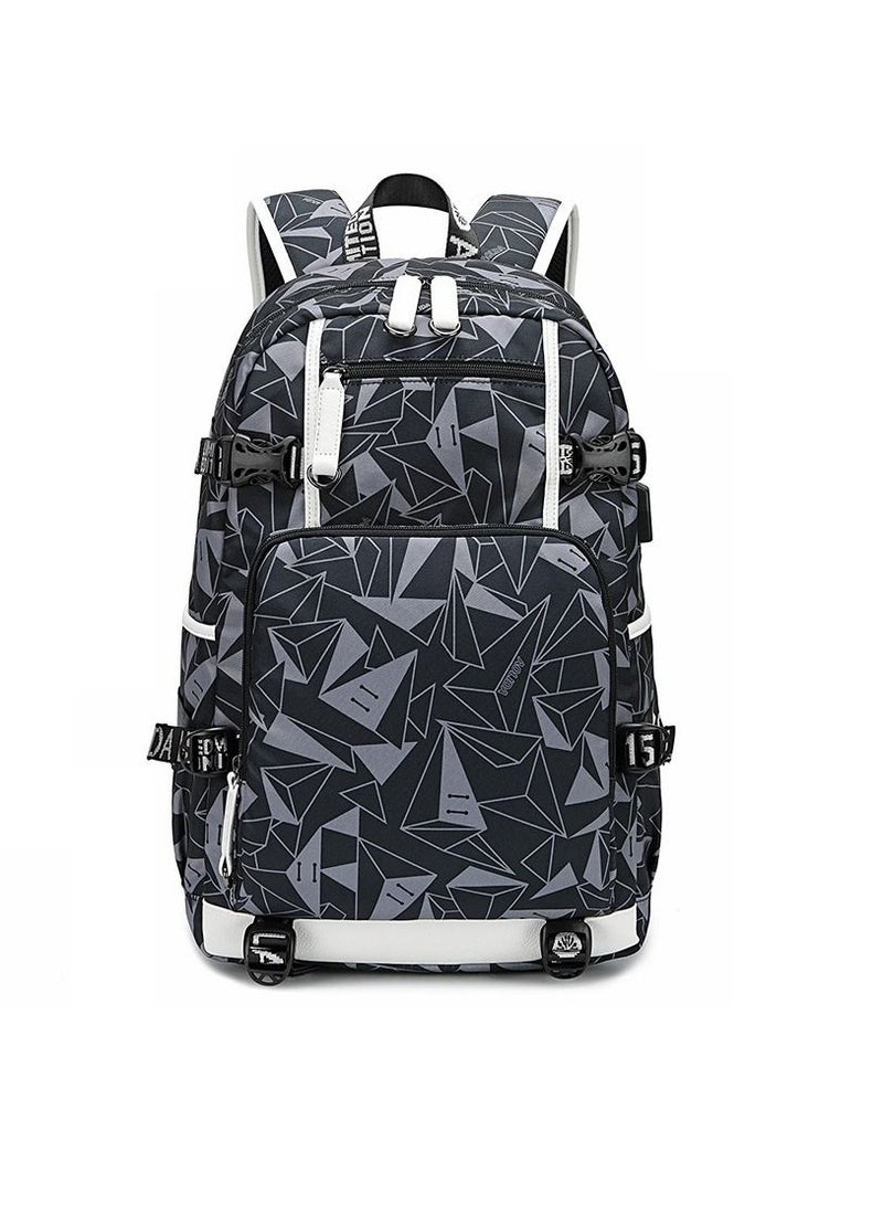 Aolida 1-Piece Men's Korean Version Backpack Minimalist Middle School Student Backpack Heat Transfer Printed Casual Men's Backpack - Image 1