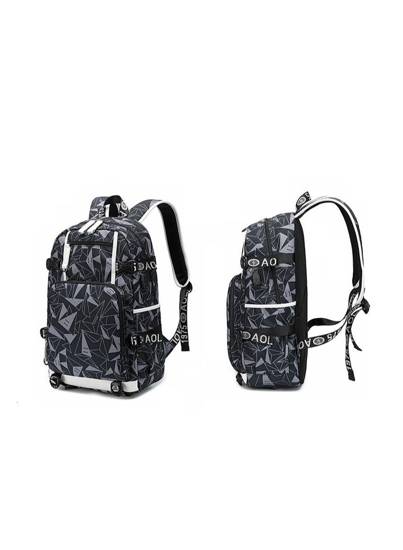 Aolida 1-Piece Men's Korean Version Backpack Minimalist Middle School Student Backpack Heat Transfer Printed Casual Men's Backpack - Image 2