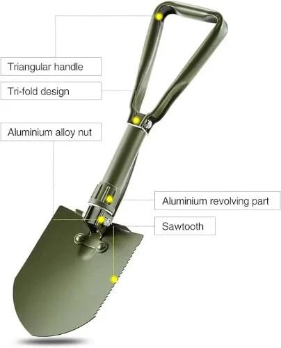 TrekEaze Mini Folding Shovel, High Carbon Steel - Portable Lightweight Outdoor Military Tactical Foldable Survival Shovel for Digging, Camping, Hiking, Garden, Off-Road, Backpacking - Image 2