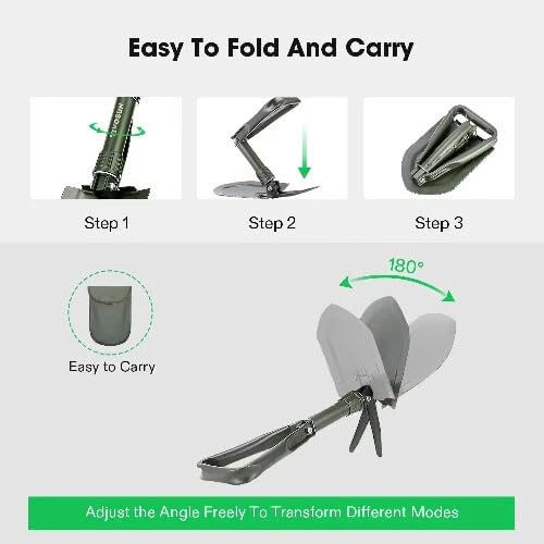 TrekEaze Mini Folding Shovel, High Carbon Steel - Portable Lightweight Outdoor Military Tactical Foldable Survival Shovel for Digging, Camping, Hiking, Garden, Off-Road, Backpacking - Image 3