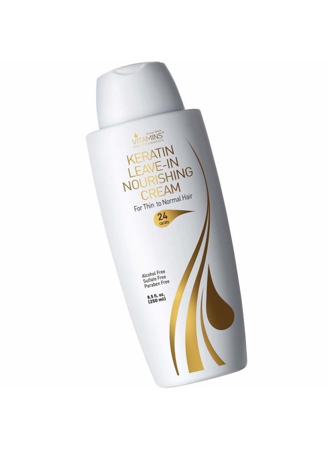 Vitamins Hair Cosmetics - Keratin Leave In Conditioner Moisturizer - Thin to Normal Hair Care Moisturizing Hydrating Detangler Cream for Dry Damaged Hair - Image 1