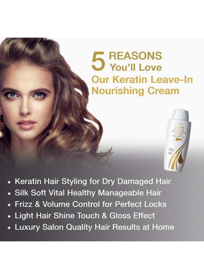 Vitamins Hair Cosmetics - Keratin Leave In Conditioner Moisturizer - Thin to Normal Hair Care Moisturizing Hydrating Detangler Cream for Dry Damaged Hair - Image 1
