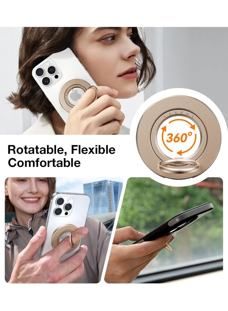 TORRAS 2025 Newest Thin Fit for MagSafe Phone Grip Ring Holder Dual-Ring Compatible with MagSafe Kickstand Magnetic for iPhone 16/15/14/13/12/11 Samsung, Google Accessories - Desert Titanium Gold - Image 3