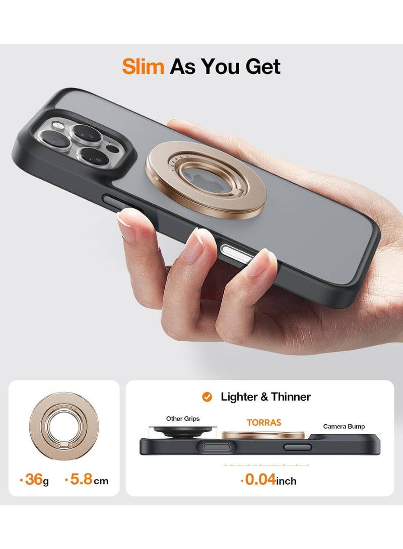 TORRAS 2025 Newest Thin Fit for MagSafe Phone Grip Ring Holder Dual-Ring Compatible with MagSafe Kickstand Magnetic for iPhone 16/15/14/13/12/11 Samsung, Google Accessories - Desert Titanium Gold - Image 4