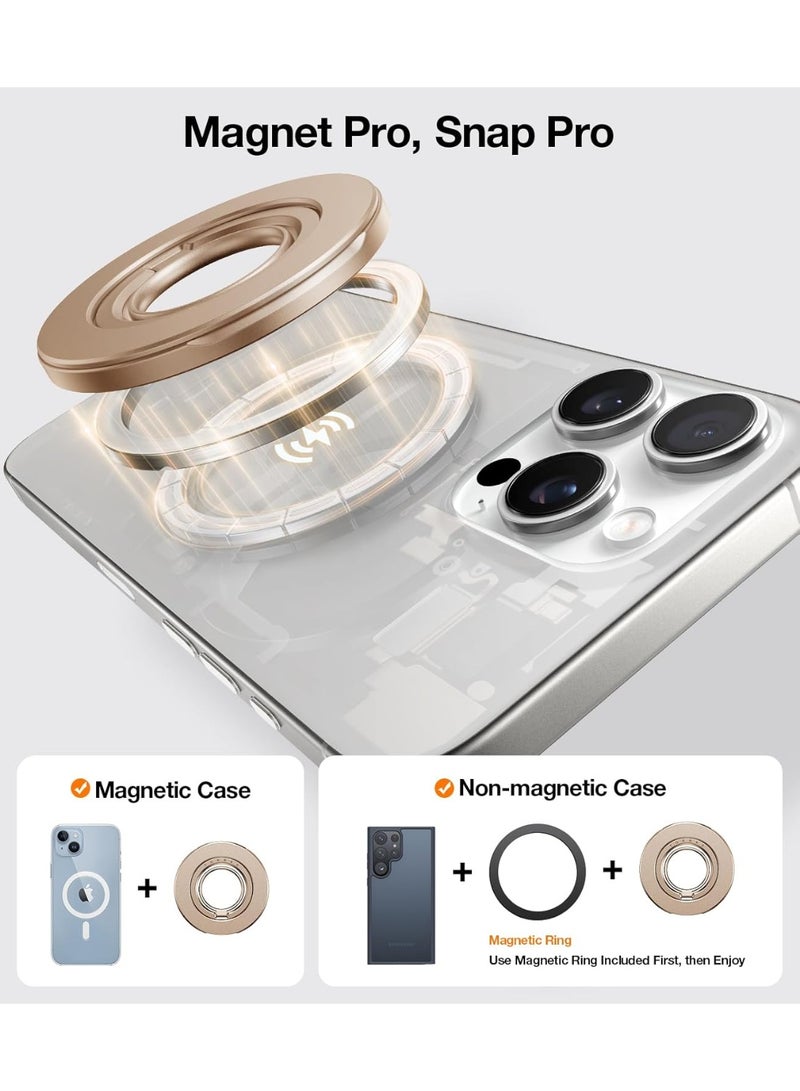 TORRAS 2025 Newest Thin Fit for MagSafe Phone Grip Ring Holder Dual-Ring Compatible with MagSafe Kickstand Magnetic for iPhone 16/15/14/13/12/11 Samsung, Google Accessories - Desert Titanium Gold - Image 5