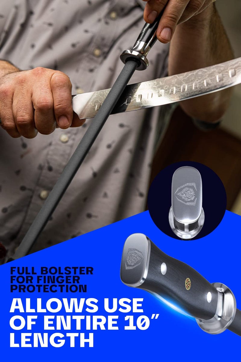 DALSTRONG Honing Rod - 10 inch - G10 Handle - Stainless Steel Core - Scratch-Free Ceramic Coating - Kitchen Knife Sharpener Chef Knife Polish - Professional Honing Steel - Sharpening Rod - Image 5