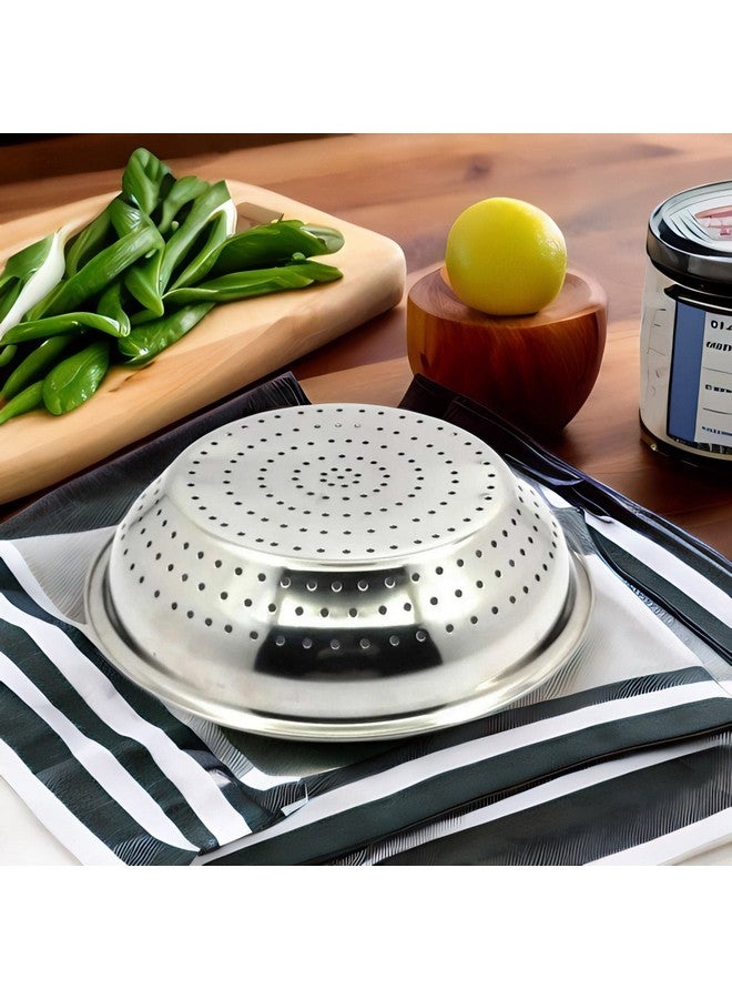 NYRA® Stainless Steel Poha Chalni/Strainer Colander/Vegetable Strainer for Kitchen Used for draining Out Liquid from Pasta, Canned Fruits, Vegetables, Boiled Rice, Noodles etc (Size- Large) - Image 2
