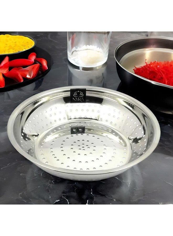 NYRA® Stainless Steel Poha Chalni/Strainer Colander/Vegetable Strainer for Kitchen Used for draining Out Liquid from Pasta, Canned Fruits, Vegetables, Boiled Rice, Noodles etc (Size- Large) - Image 4