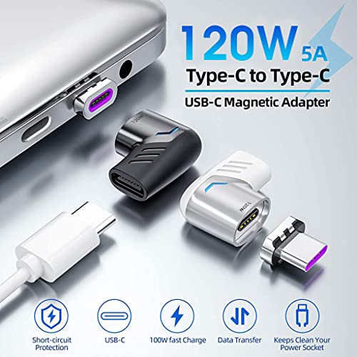 ZEITEL® OTG Type C Adapter, Right Angle Mag-netic 90 Degree Type C to C Connector, PD120W Type C Adapter Fast Charging, 480Mbps Data Transfer for MacBook Pro/Air and USB C Smartphone, Laptop, Tablet - Image 2