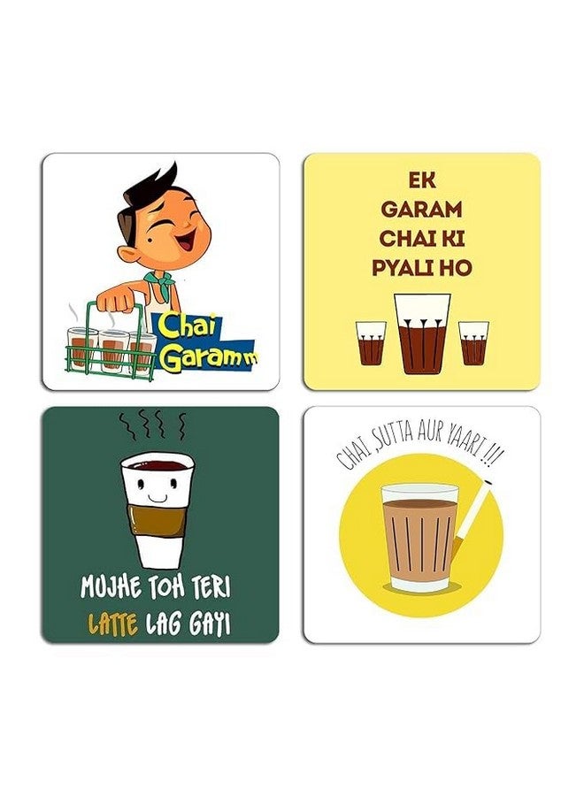 OUTFITQUE Chai Typography Printed Tea Coaster Combo-7 - Image 1