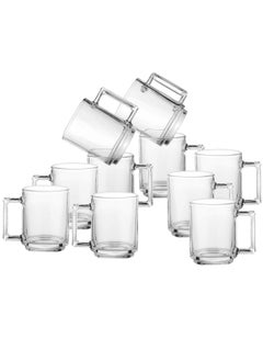 Elegant A set of 12-piece tea cups made of clear glass, capacity 95 mm  - Image 1
