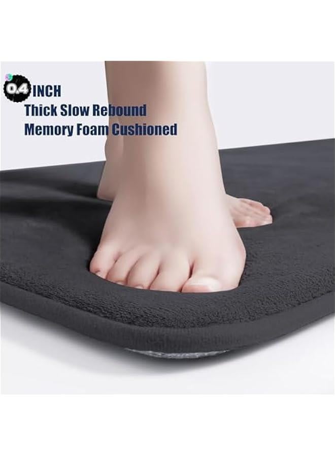 HOOKOR Bathroom Rug Sets 3 Piece, Non Slip Super Absorbent Soft Bathroom Mats, Machine Washable Bathroom Floor Mats Sets for Sink,Tub, Shower and Toilet (Dark Gray) - Image 4