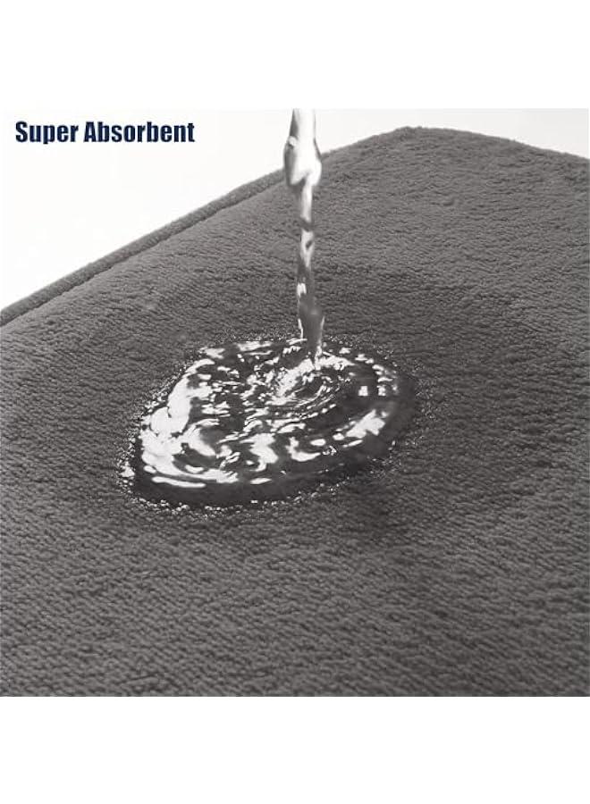 HOOKOR Bathroom Rug Sets 3 Piece, Non Slip Super Absorbent Soft Bathroom Mats, Machine Washable Bathroom Floor Mats Sets for Sink,Tub, Shower and Toilet (Dark Gray) - Image 5