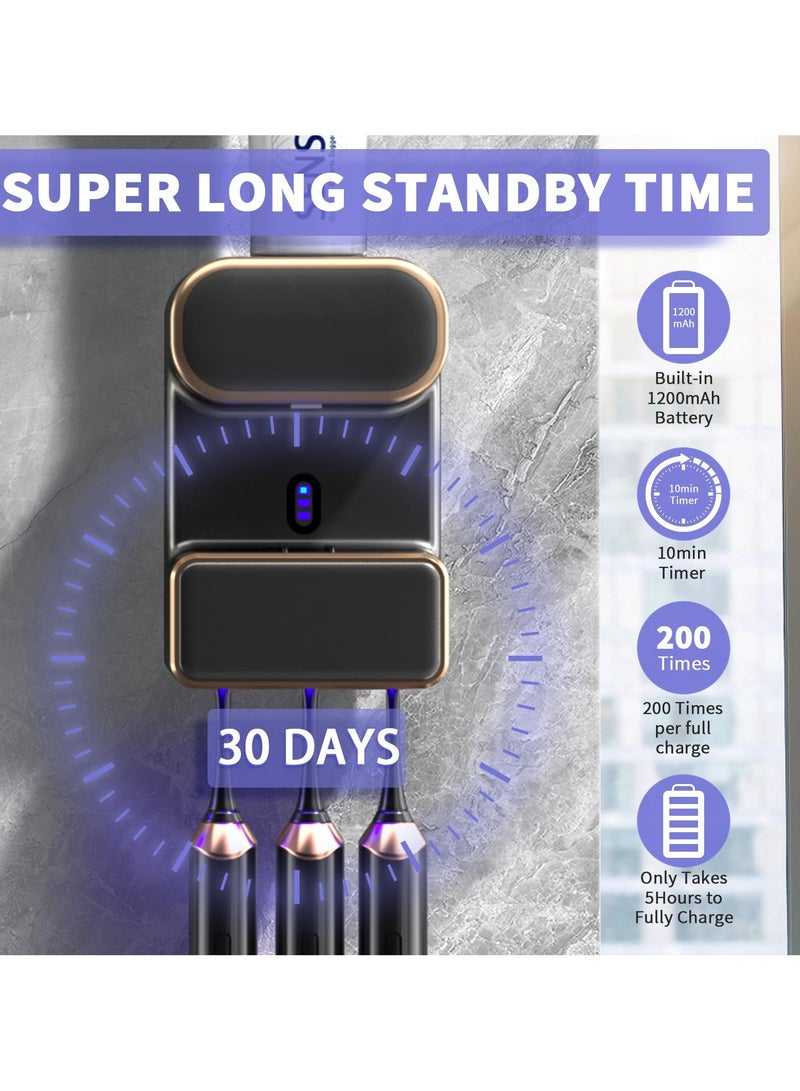 XICEN Automatic Toothpaste Dispenser with Ultraviolet Disinfection Function, 3 Toothpaste Slots, Wall Mounted Toothpaste Holder for Kids and Adults - Image 4