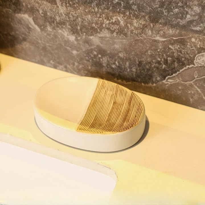 The Better Home Ceramic Soap Case,Soap Dish Tray | Bath Accessories for Bath, Tub or Wash Basin |Khaki - Image 1